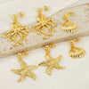 Wholesale Women's Ocean Series 316L Stainless Steel 18K Electroplated Geometric Starfish Earrings