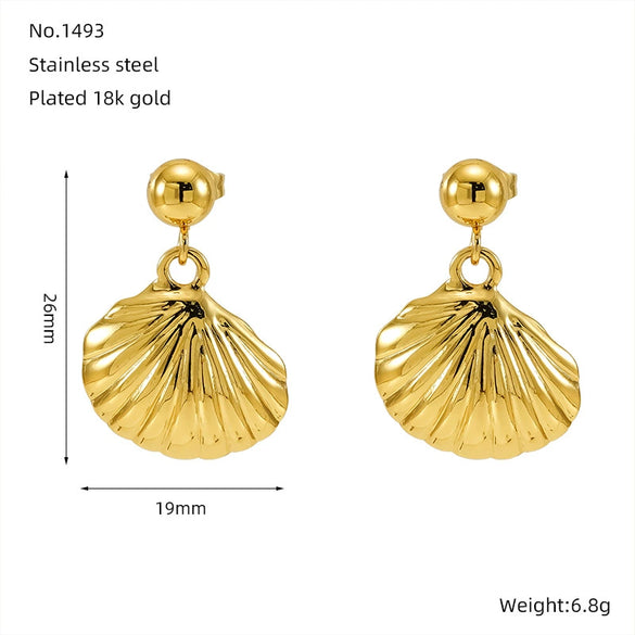 Wholesale Women's Ocean Series 316L Stainless Steel 18K Electroplated Geometric Starfish Earrings