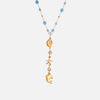 Wholesale Women's Ocean Style Stainless Steel Animal Zodiac Pattern Yshaped Bead Chain 18K Gold Plated Conch Dolphin Zircon Pendant Necklace Jewelry