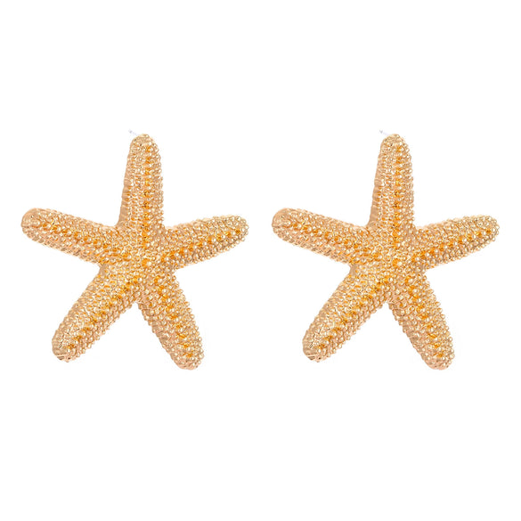 Wholesale Women's Ocean Vacation Style Exaggerated Starfish Earrings In Alloy With Electroplating