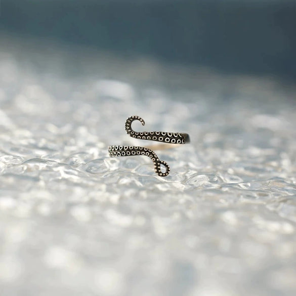 Wholesale Women's Octopus Ring S925 Sterling Silver Geometric Style Oil Treated
