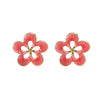 Wholesale Women's Oil Drip Hollow Stainless Steel Flower Earrings