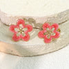 Wholesale Women's Oil Drip Hollow Stainless Steel Flower Earrings