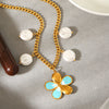 Wholesale Women's Oildrip Flower Stainless Steel Electroplated Necklace With Pearl Tassel Chain