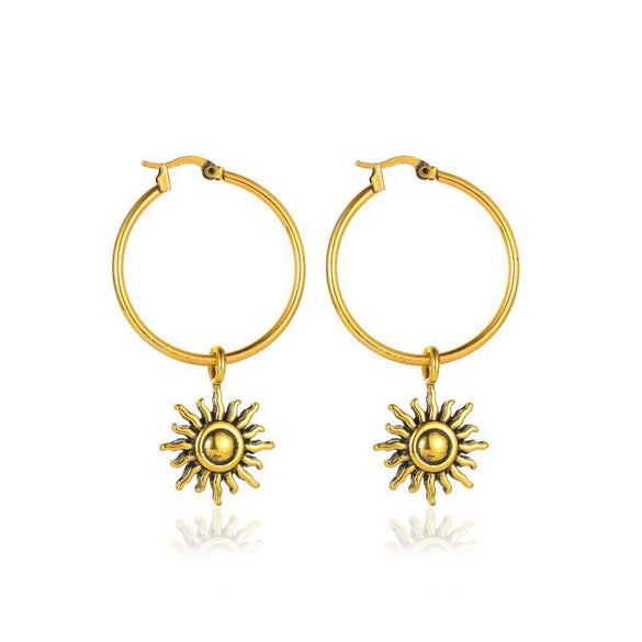 Wholesale Women's Opal Sun Earrings Alloy Geometric Electroplated