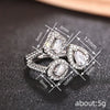 Wholesale Women's Open Adjustable Ring Copper Geometric Water Drop Square Shape Zirconia Inlaid Luxury Minimalist Design