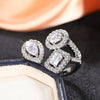 Wholesale Women's Open Adjustable Ring Copper Geometric Water Drop Square Shape Zirconia Inlaid Luxury Minimalist Design