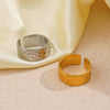 Wholesale Women's Open Adjustable Wide Stainless Steel Geometric Retro Ethnic Oil Pressure Nonfading Electroplated Ring