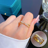 Wholesale Women's Open Cross Ring With Crown Pattern Real Gold Plated Brass And Zircon Inlay