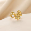 Wholesale Women's Open Ring Imitation Pearl Inlaid Stainless Steel French Retro Geometric Bow Tie Drop Shape Electroplated