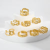 Wholesale Women's Open Ring In Ins Fashion Style Titanium Steel And Stainless Steel Hollow Double Twist Geometric Pattern Pvd Furnace Real Gold Treatment