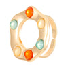 Wholesale Women's Open Ring In Ins Style With Sunflower And Heart Shape Pattern Made Of Copper With Electroplating Treatment