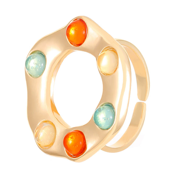 Wholesale Women's Open Ring In Ins Style With Sunflower And Heart Shape Pattern Made Of Copper With Electroplating Treatment
