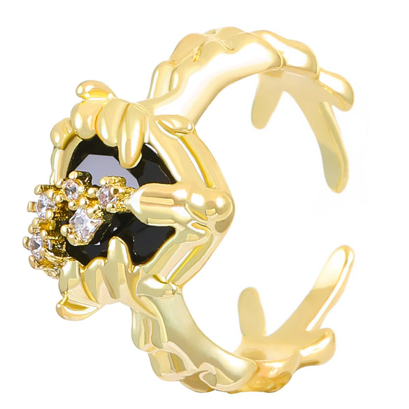 Wholesale Women's Open Ring In Ins Style With Sunflower And Heart Shape Pattern Made Of Copper With Electroplating Treatment