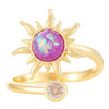 Wholesale Women's Open Ring In Ins Style With Sunflower And Heart Shape Pattern Made Of Copper With Electroplating Treatment