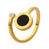 Wholesale Women's Open Ring 316L Stainless Steel Acrylic Zircon Goldplated Geometric Letter Number Inlay Jewelry