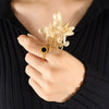 Wholesale Women's Open Ring 316L Stainless Steel Acrylic Zircon Goldplated Geometric Letter Number Inlay Jewelry