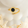 Wholesale Women's Open Ring 316L Stainless Steel Acrylic Zircon Goldplated Geometric Letter Number Inlay Jewelry