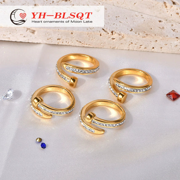 Wholesale Women's Open Ring Titanium Steel Electroplated With Cartoon Character Geometric Animal Zodiac Design