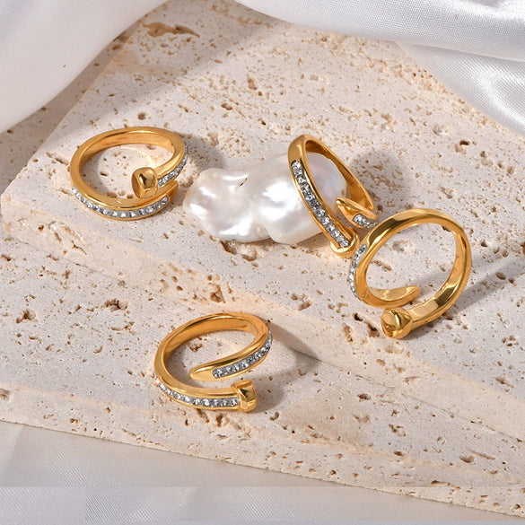Wholesale Women's Open Ring Titanium Steel Electroplated With Cartoon Character Geometric Animal Zodiac Design