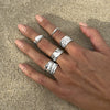Wholesale Women's Open Ring Zinc Alloy Geometric Electroplated Liquid Metal Pleated Irregular