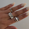 Wholesale Women's Open Ring Zinc Alloy Geometric Electroplated Liquid Metal Pleated Irregular