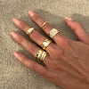 Wholesale Women's Open Ring Zinc Alloy Geometric Electroplated Liquid Metal Pleated Irregular