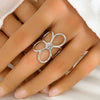 Wholesale Women's Open Rings Stainless Steel Gold And Silver Color Matching Cut Out Flower Electroplated Design