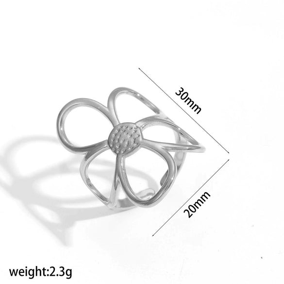 Wholesale Women's Open Rings Stainless Steel Gold And Silver Color Matching Cut Out Flower Electroplated Design