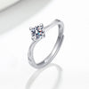Wholesale Women's Open S925 Sterling Silver Geometric Ring With Mosan Diamond And Electroplating Treatment