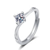 Wholesale Women's Open S925 Sterling Silver Geometric Ring With Mosan Diamond And Electroplating Treatment