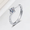 Wholesale Women's Open S925 Sterling Silver Geometric Ring With Mosan Diamond And Electroplating Treatment