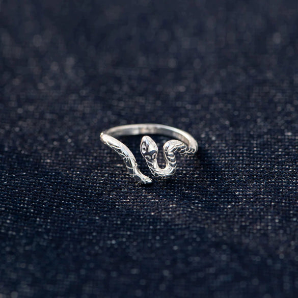 Wholesale Women's Open Snake Ring S925 Sterling Silver Geometric Style Electroplated