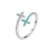 Wholesale Women's Open Zircon Cross Ring Copper Electroplated Simple Fashion