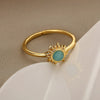 Wholesale Women's Opening Adjustable Sun Opal Ring Brass Electroplated