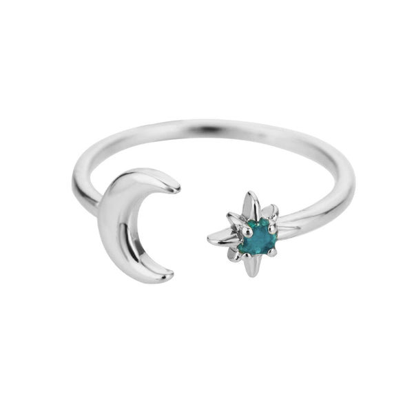 Wholesale Women's Opening Adjustable Sun Opal Ring Brass Electroplated