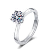 Wholesale Women's Opening Ring S925 Sterling Silver Geometric Electroplated Mosan Diamond Jewelry