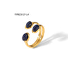 Wholesale Women's Opening Ring Titanium Steel Non Fading Inlaid Turquoise Drop Shape Electroplated Jewelry