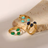 Wholesale Women's Opening Ring Titanium Steel Non Fading Inlaid Turquoise Drop Shape Electroplated Jewelry