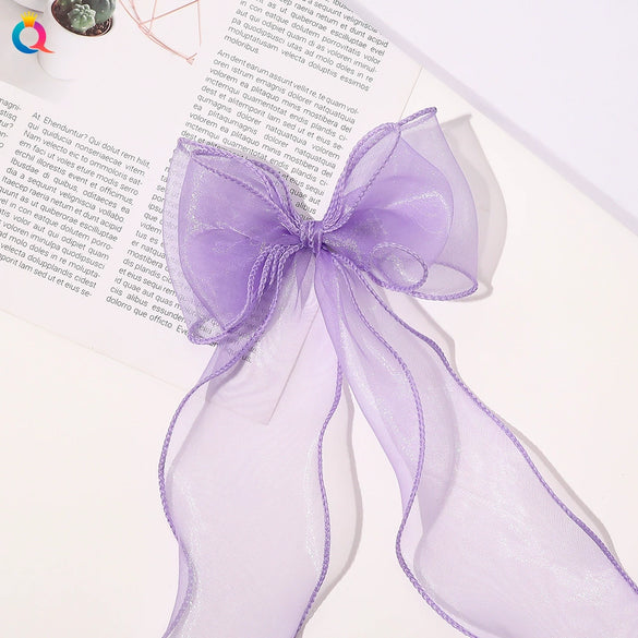 Wholesale Women's Organza Handmade Duckbill Hair Clip Bow Ribbon Style Hair Accessories