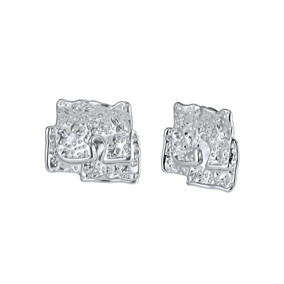 Wholesale Women's Original Design Geometric Stainless Steel Earrings With Irregular Pleated Texture And Vacuum Real Gold Plating