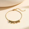 Wholesale Women's Original Design Geometric Stainless Steel Electroplated Gold Bead Clavicle Chain With Colorful Zircon Smile Pendant Necklace