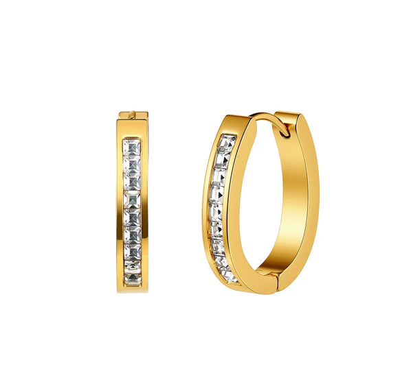 Wholesale Women's Original Design Geometric Stainless Steel Gold Plated Earrings And Ear Clips