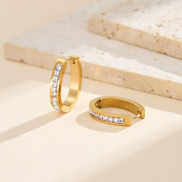 Wholesale Women's Original Design Geometric Stainless Steel Gold Plated Earrings And Ear Clips