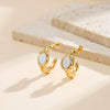 Wholesale Women's Oval And Geometric Motherofpearl And Stainless Steel Earrings With Vacuum Real Gold Plating In Pvd Furnace