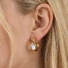 Wholesale Women's Oval And Geometric Motherofpearl And Stainless Steel Earrings With Vacuum Real Gold Plating In Pvd Furnace