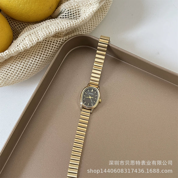 Wholesale Women's Oval Bamboo Steel Band Fashion Casual Simple Watch