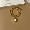 Wholesale Women's Oval Geometric Irregular Gold Stainless Steel Quartz Bracelet Watch