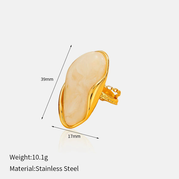 Wholesale Women's Oval Geometric Stainless Steel Electroplated Ring Jewelry