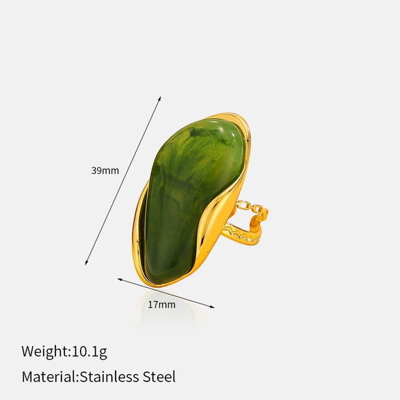 Wholesale Women's Oval Geometric Stainless Steel Electroplated Ring Jewelry